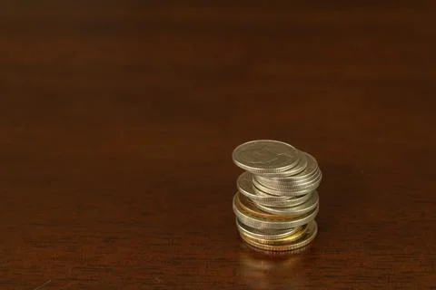 Close up of the coins single stack. Stock Photos