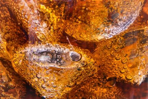 Close up of Cola bubble in glass for background ,shallow DOF Stock Photos
