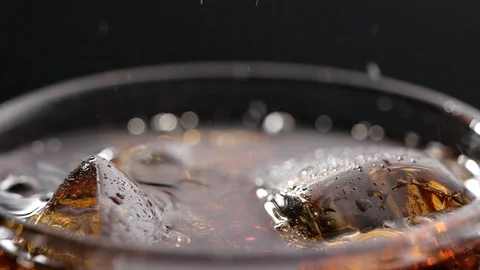 Close-up of Cola drink with bubble in slow motion. Stock Footage 126678476
