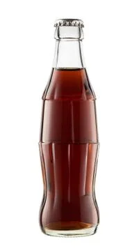 Close up of cola glass bottle isolated on white background Stock Photos
