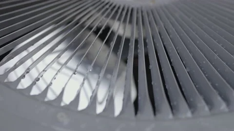 Close Up Cold Climate Heat Pump Condenser Fan Grill Stock Footage 164467861