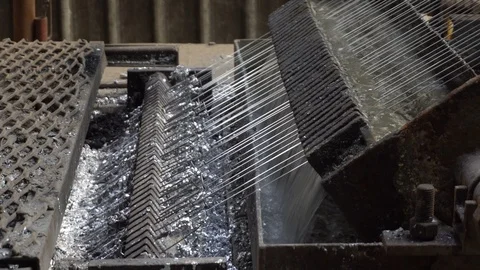 Close up of Cold drawn wire zinc plated with high heat Stock Footage 114870144