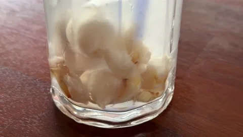 Close Up of Cold Lychee Ais Beverage Stock Footage 228322249