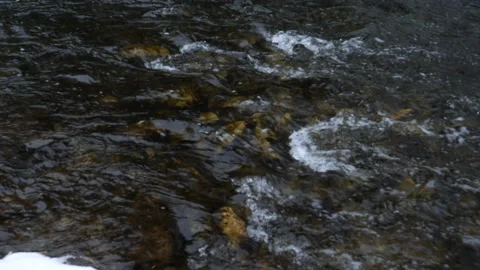 Close Up Of Cold Winter River Running Over Shallow Rocks And Currents Stock Footage 162198847