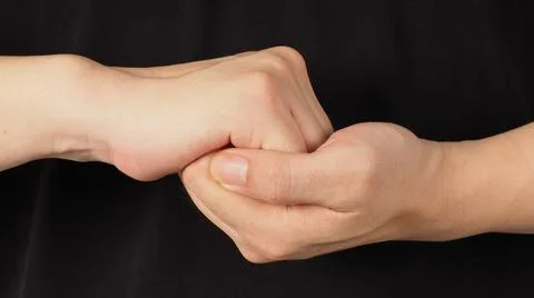 Close up of Collab hand gesture of man hands. Stock Photos