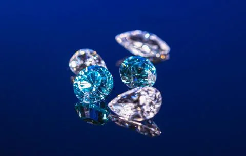 Close up collection of diamonds different cuts and sizes. Stock Photos