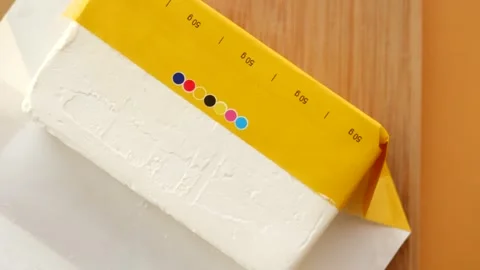 Close-Up of Color Calibration Test Marks on Paper Stock Footage 290163834