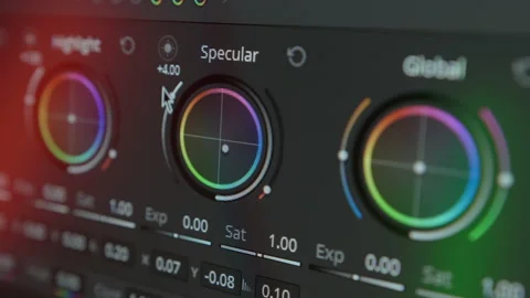 Close-up of color grading. Postproduction of video or photo. Professional photo Stock Footage 166582421