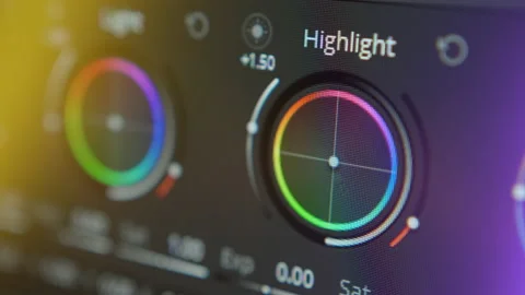 Close-up of color grading. Postproduction of video or photo. Photo and video Stock-Footage 166583231