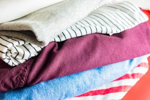 Close-up of colored clothes textures.  Stock Photos