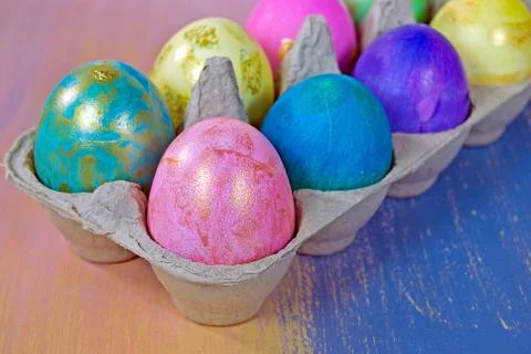 Close up of colored Easter eggs Stock Photos