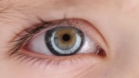 Close up of Colored Eye of Kid with Tears Vídeo Stock 125482647