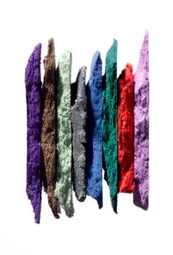 Close-up of colored eyeshadows side by side Stock Photos