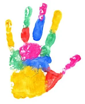 Close up of colored hand print Stock Illustration