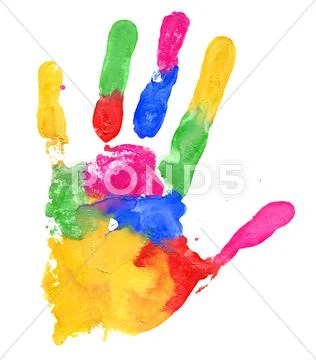 Close up of colored hand print Stock Illustration