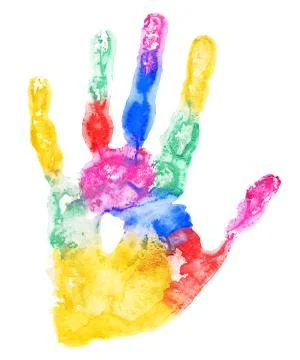 Close up of colored hand print Stock Illustration