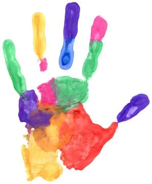 Close up of colored hand print Stock Illustration