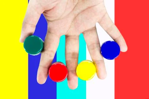 Close up of colored hand print Stock-Fotos