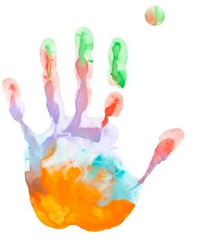 Close up of colored hand print Stock Photos