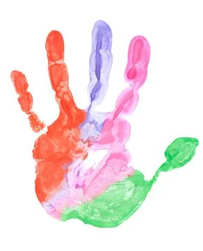 Close up of colored hand print Stock Photos