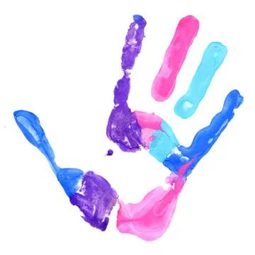 Close up of colored hand print on white Stock Illustration
