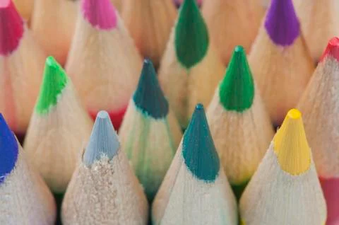 Close up of colored pencil tips Stock Photos