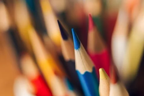 Close-up of colored pencils, back to school, education Stock Photos