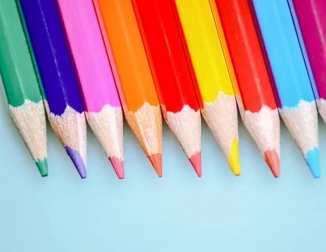 Close-Up Of Colored Pencils Stock Photos