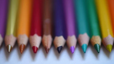 Close up of colored pencils (with slider) Stock Footage 109794794