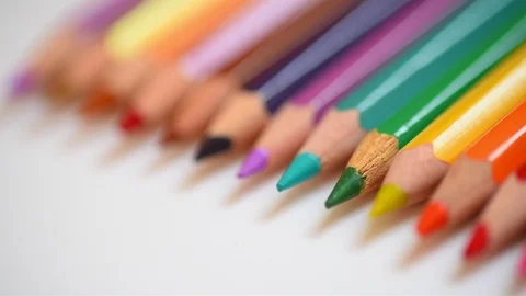 Close up of colored pencils (with slider) Stock Footage 109796729