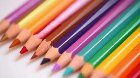 Close up of colored pencils (with slider) Stock Footage 109844689