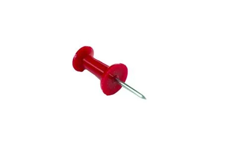 Close-up of a colored pin on a white background, isolate with space for text Stock Photos