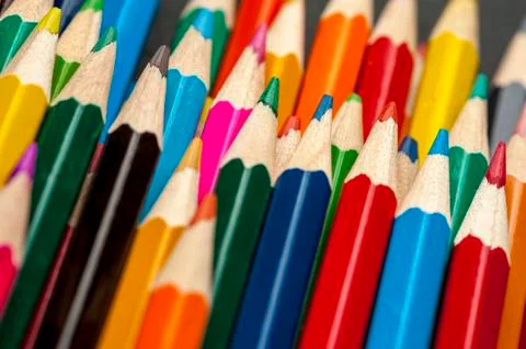 Close-up of colored sharpened pencils Stock Photos