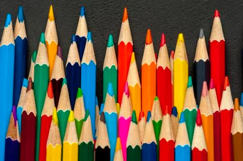 Close-up of colored sharpened pencils Stock Photos