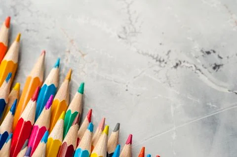 Close-up of colored sharpened pencils Stock Photos
