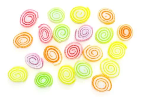 Close-up of colorful candy on white background Stock Photos