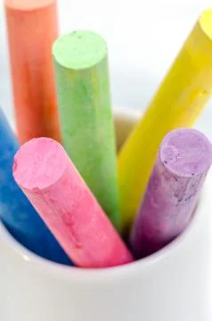 Close up colorful chalks Stock Photos