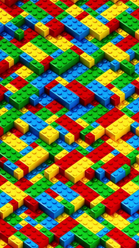 Close up of colorful interlocking blocks forming a pattern for children's play Stock Footage 339334849