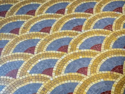 Close-up of colorful mosaic tile patterns in pretty swirls Stock Photos