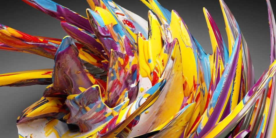 Close up of colorful object on table 3d render illustration 스톡 일러스트