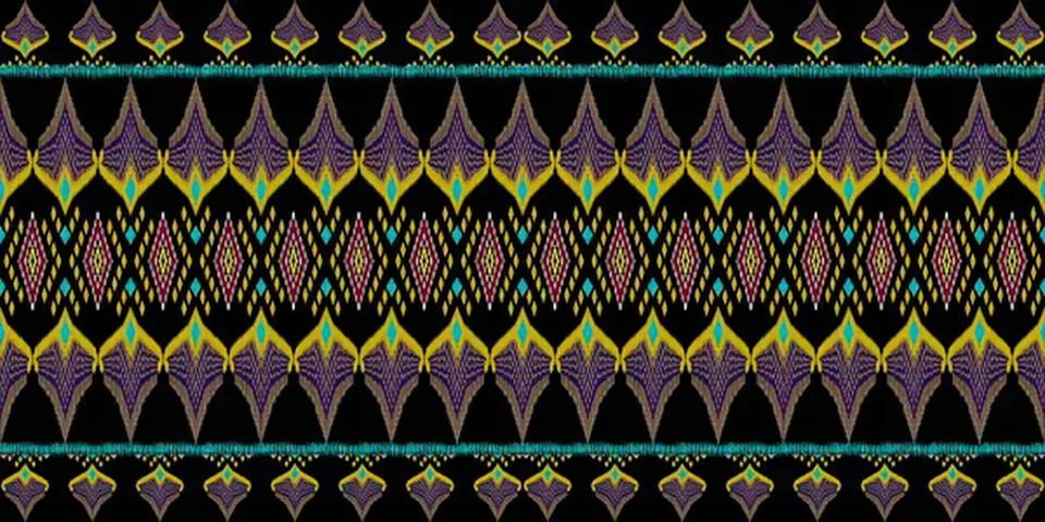 Close-up of colorful patterned fabric with black and green details Stock Illustration