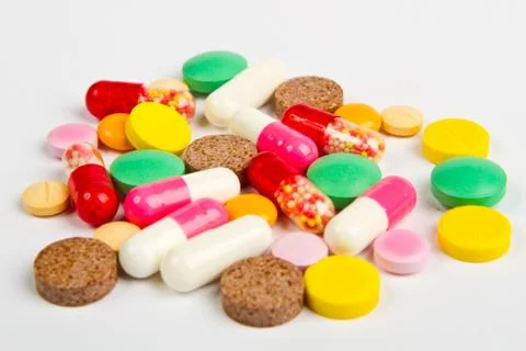 Close up colorful pills Stock Photos