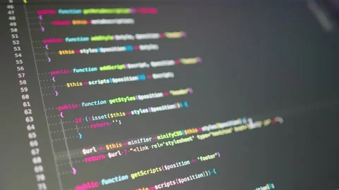 Close-up of Colorful Source Code on LCD Screen. Stock Footage 278163555