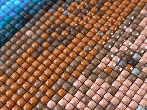 Close-up, colorful texture square diamond embroidery bright. Hobbies and ente Stock Photos