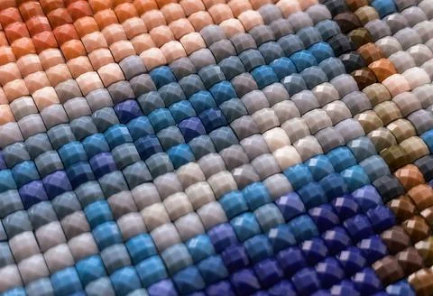 Close-up, colorful texture square diamond embroidery bright. Hobbies and Stock Photos