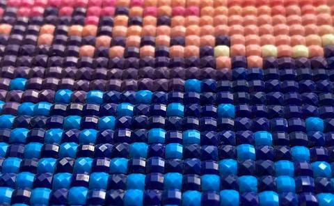 Close-up, colorful texture square diamond embroidery bright. Hobbies and Stock Photos