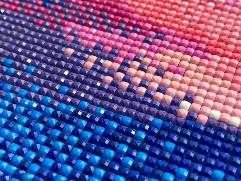 Close-up, colorful texture square diamond embroidery bright Stock Photos