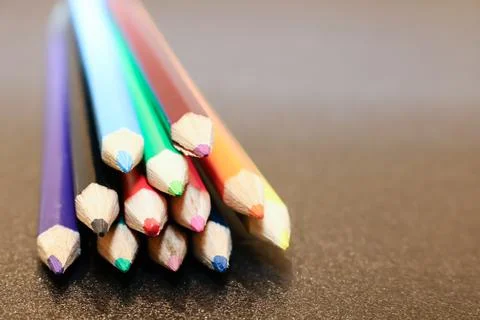 Close up of colour pencils Stock Photos