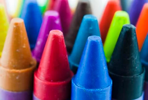 Close up of coloured crayons Stock Photos