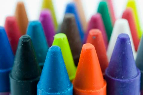 Close up of coloured crayons Stock Photos